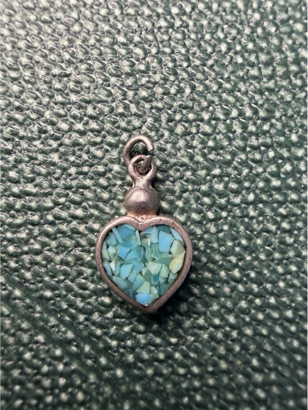 Sterling Silver Vintage Turquoise Heart Pendant Dainty!